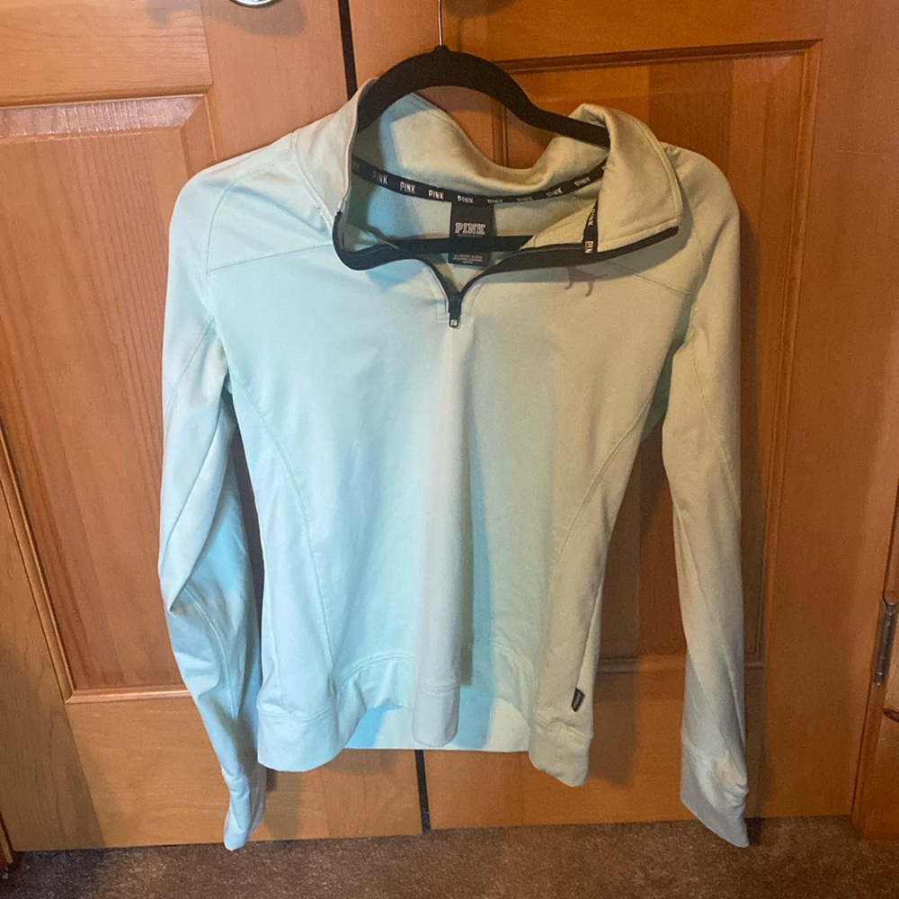 PINK mint green quarter zip